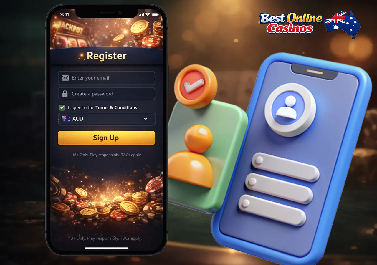 Account registration and starting to play at an online casino